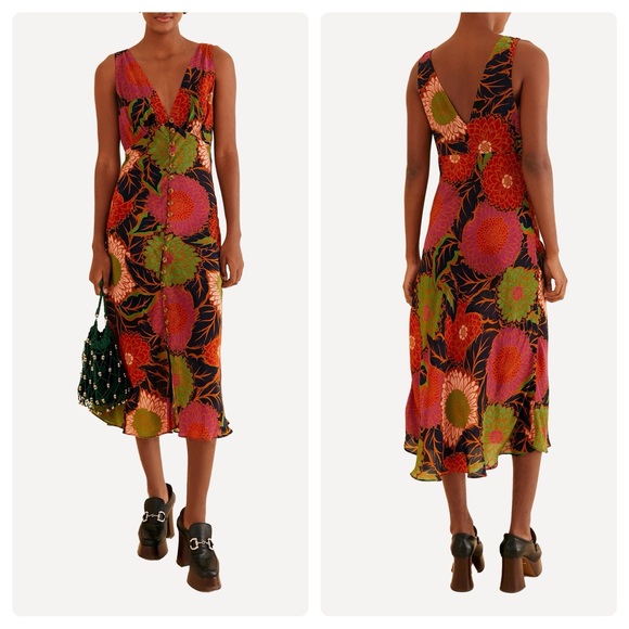 FARM RIOBlack Garden Sleeveless Midi-Dress - Picture 1 of 9